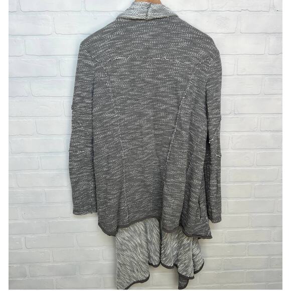 Free People Marled Grey Oversized Asymmetric Long Sleeve Open Cardigan -sz S - Picture 4 of 9